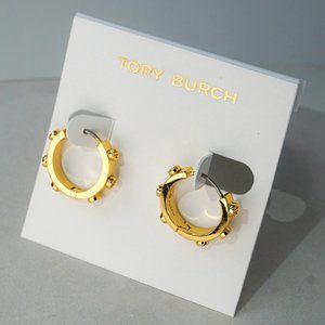 Tory Burch Studded Miller Huggie Hoop Earrings (18K GOLD PLATING) (NWT)